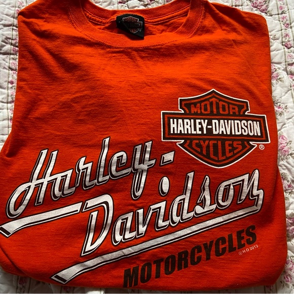 Classic Orange Harley Davidson Motorcycles T Shirt 2012 L - Picture 1 of 6